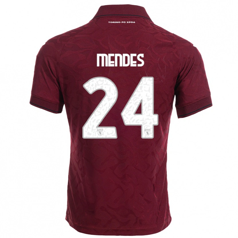 Danxen Niño Camiseta Rodrigo Mendes #24 Borgoña Blanco 1ª Equipación 2025/26 La Camisa