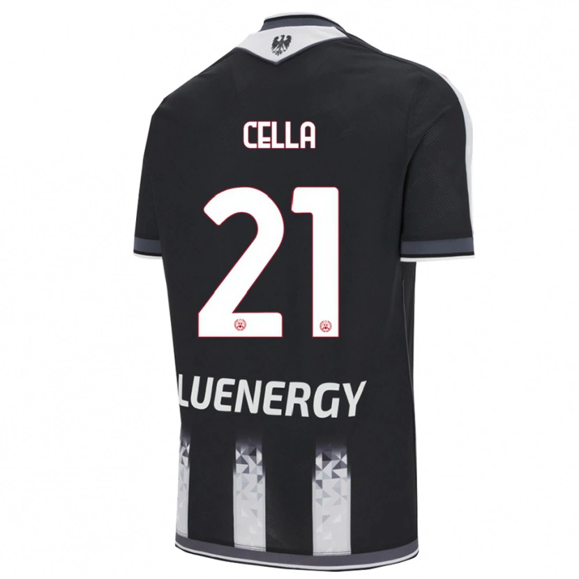 Danxen Niño Camiseta Leonardo Cella #21 Negro Blanco 1ª Equipación 2025/26 La Camisa
