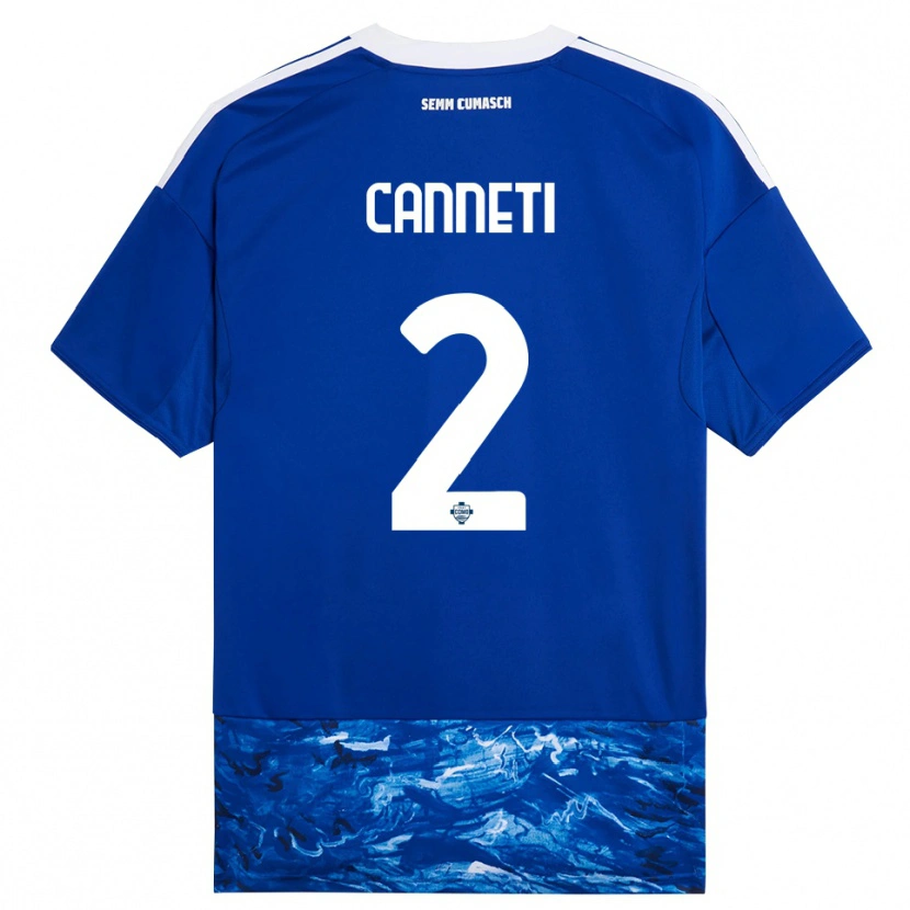 Danxen Niño Camiseta Jacopo Canneti #2 Azul Blanco 1ª Equipación 2025/26 La Camisa