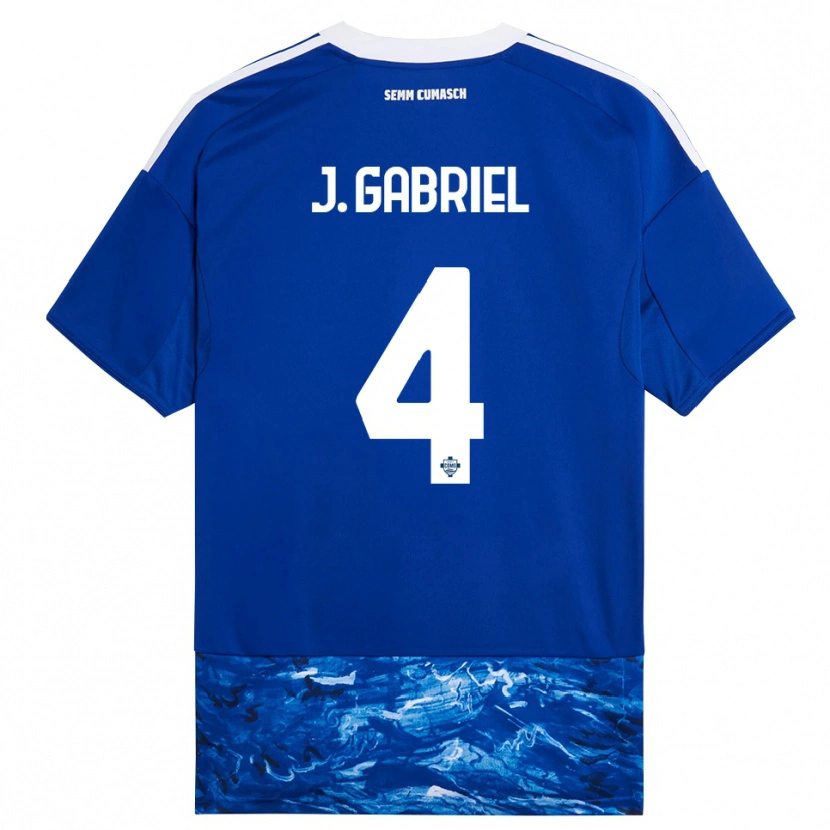 Danxen Niño Camiseta João Gabriel #4 Azul Blanco 1ª Equipación 2025/26 La Camisa