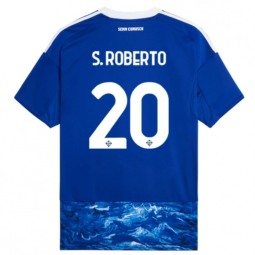 Danxen Niño Camiseta Sergi Roberto #20 Azul Blanco 1ª Equipación 2025/26 La Camisa