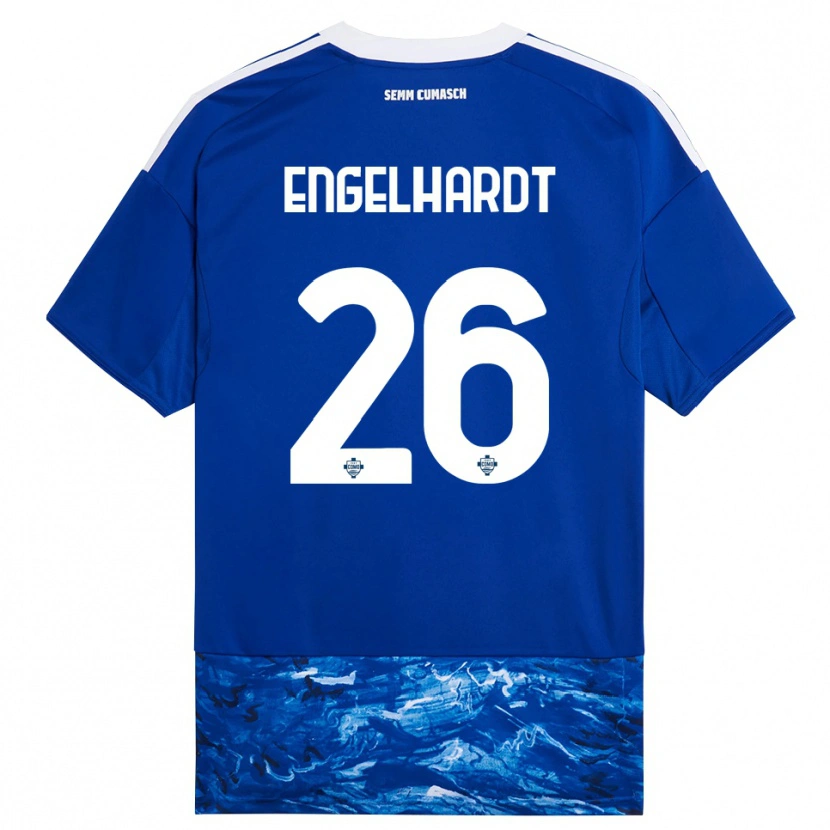 Danxen Niño Camiseta Yannik Engelhardt #26 Azul Blanco 1ª Equipación 2025/26 La Camisa