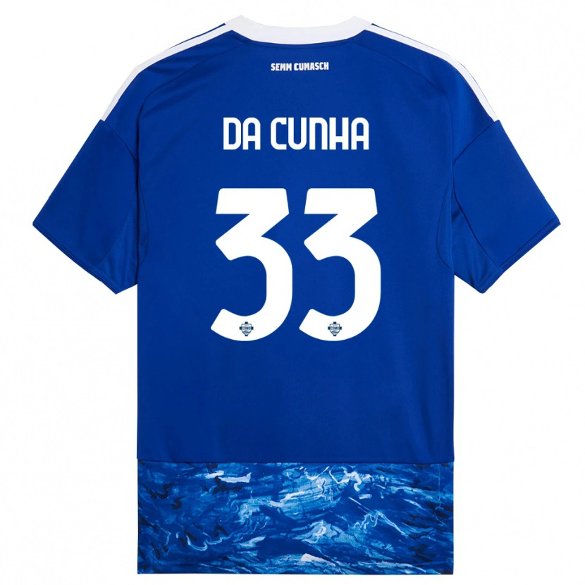 Danxen Niño Camiseta Lucas Da Cunha #33 Azul Blanco 1ª Equipación 2025/26 La Camisa