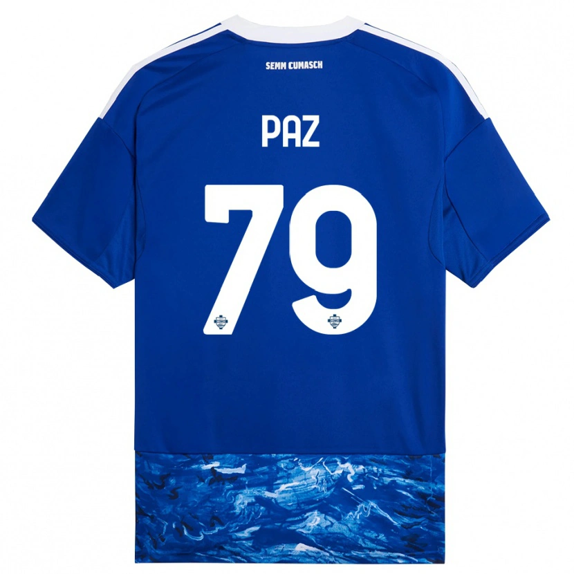 Danxen Niño Camiseta Nico Paz #79 Azul Blanco 1ª Equipación 2025/26 La Camisa