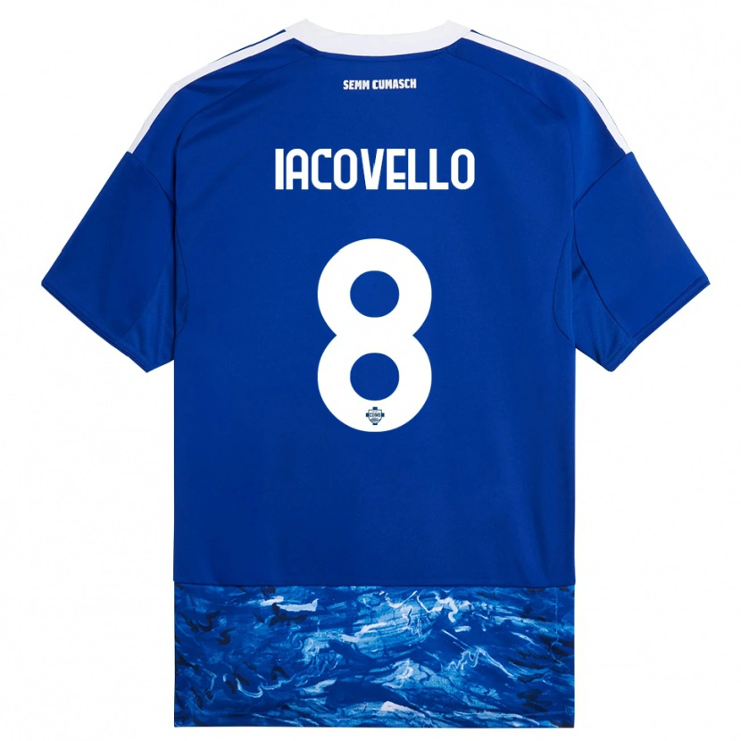 Danxen Niño Camiseta Mattia Iacovello #8 Azul Blanco 1ª Equipación 2025/26 La Camisa