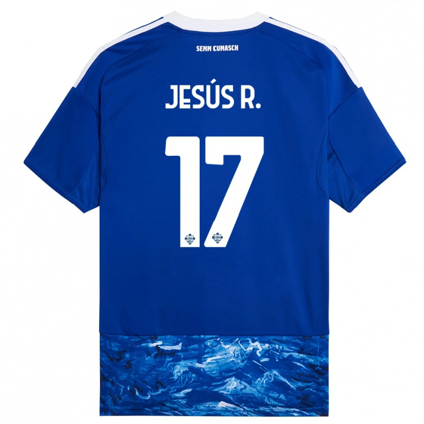 Danxen Niño Camiseta Jesús Rodríguez #17 Azul Blanco 1ª Equipación 2025/26 La Camisa