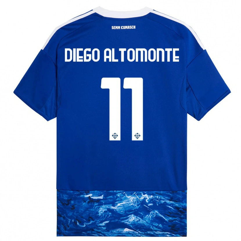 Danxen Niño Camiseta Thomas Diego Altomonte #11 Azul Blanco 1ª Equipación 2025/26 La Camisa