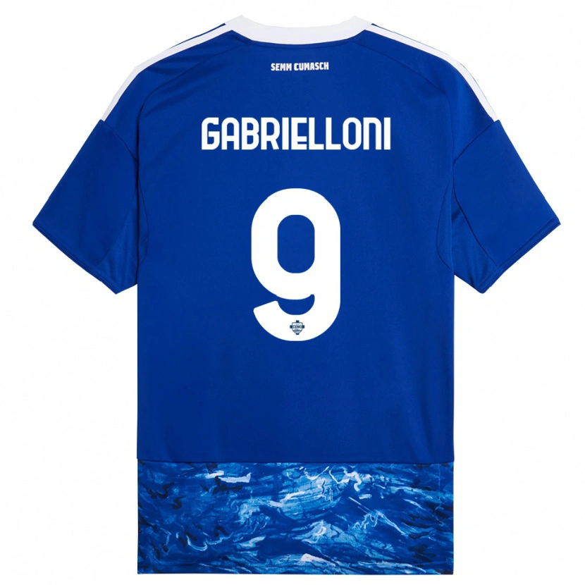 Danxen Niño Camiseta Alessandro Gabrielloni #9 Azul Blanco 1ª Equipación 2025/26 La Camisa