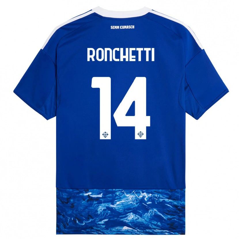 Danxen Niño Camiseta Fabio Ronchetti #14 Azul Blanco 1ª Equipación 2025/26 La Camisa