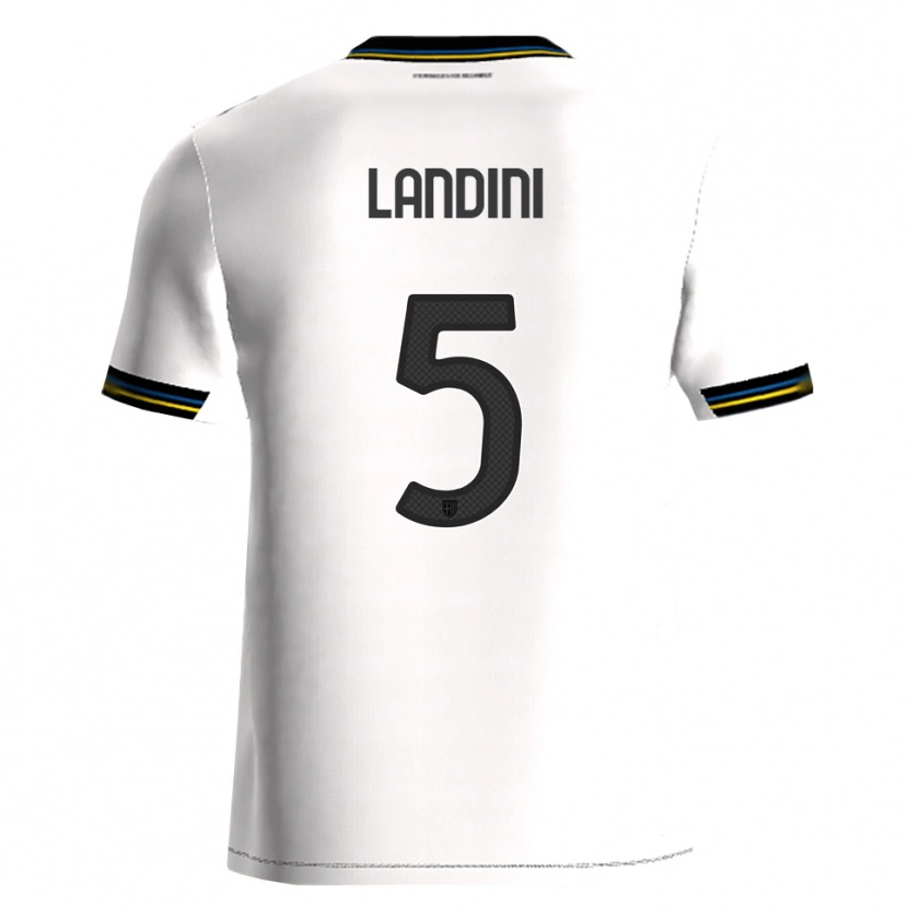 Danxen Niño Camiseta Simone Landini #5 Blanco Negro 1ª Equipación 2025/26 La Camisa