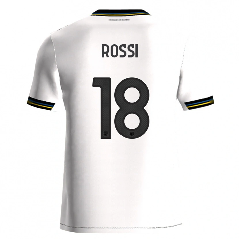 Danxen Niño Camiseta Diego Rossi #18 Blanco Negro 1ª Equipación 2025/26 La Camisa