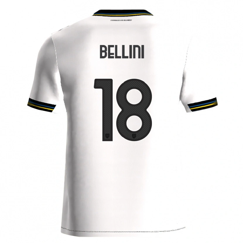 Danxen Niño Camiseta Gabriele Bellini #18 Blanco Negro 1ª Equipación 2025/26 La Camisa