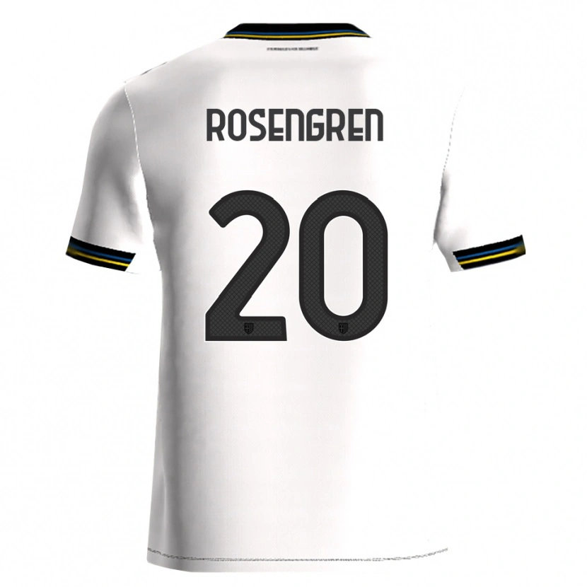 Danxen Niño Camiseta Lukas Rosengren #20 Blanco Negro 1ª Equipación 2025/26 La Camisa