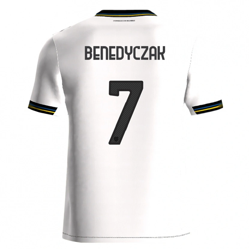 Danxen Niño Camiseta Adrian Benedyczak #7 Blanco Negro 1ª Equipación 2025/26 La Camisa