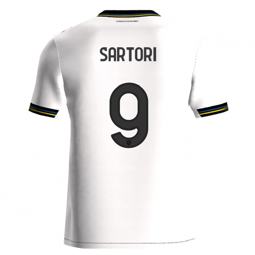 Danxen Niño Camiseta Francesco Sartori #9 Blanco Negro 1ª Equipación 2025/26 La Camisa