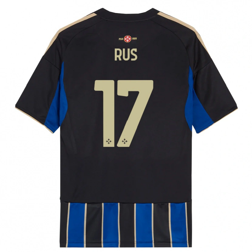 Danxen Niño Camiseta Adrian Rus #17 Negro Azul 1ª Equipación 2025/26 La Camisa