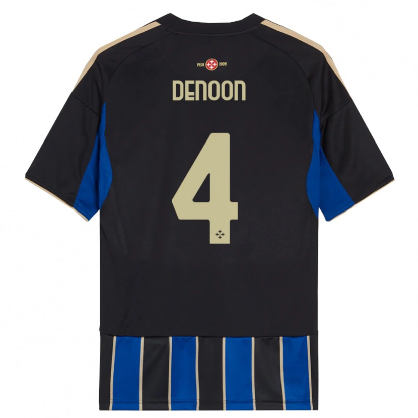 Danxen Niño Camiseta Daniel Denoon #4 Negro Azul 1ª Equipación 2025/26 La Camisa