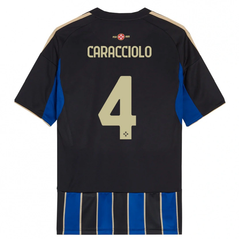 Danxen Niño Camiseta Antonio Caracciolo #4 Negro Azul 1ª Equipación 2025/26 La Camisa