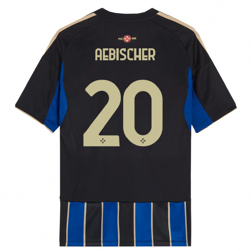 Danxen Niño Camiseta Michel Aebischer #20 Negro Azul 1ª Equipación 2025/26 La Camisa