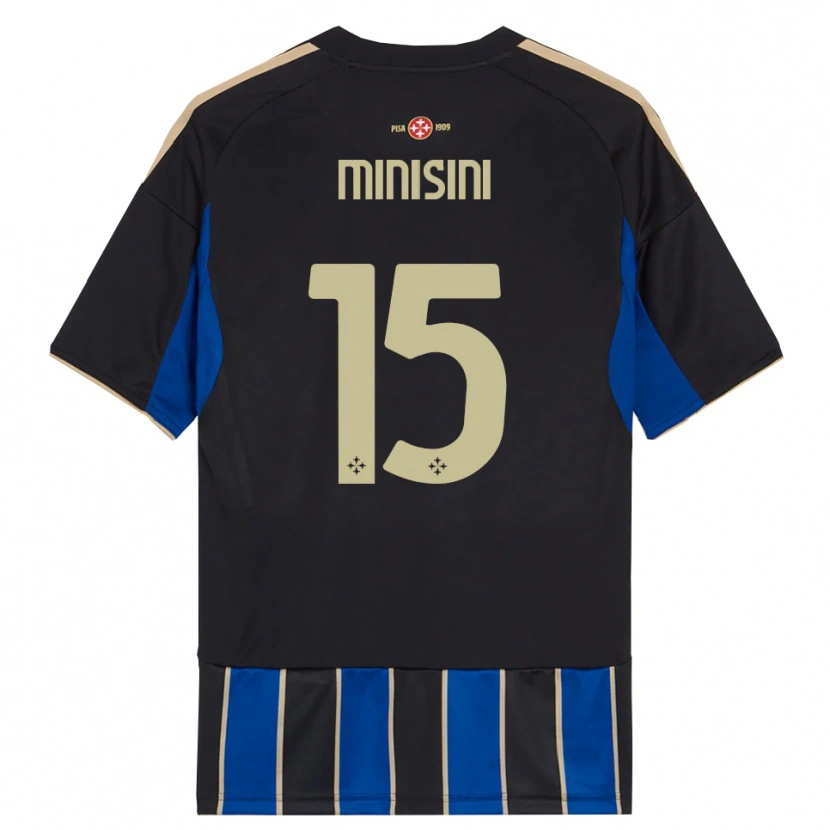 Danxen Niño Camiseta Niccolò Minisini #15 Negro Azul 1ª Equipación 2025/26 La Camisa