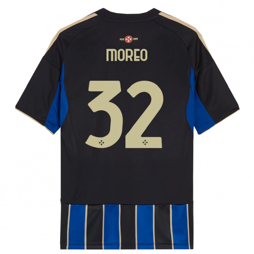 Danxen Niño Camiseta Stefano Moreo #32 Negro Azul 1ª Equipación 2025/26 La Camisa