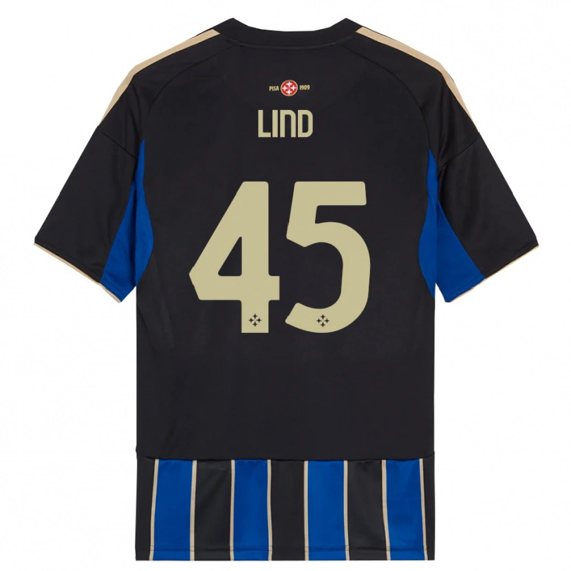 Danxen Niño Camiseta Alexander Lind #45 Negro Azul 1ª Equipación 2025/26 La Camisa