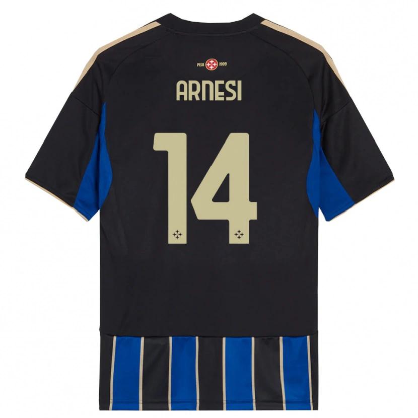 Danxen Niño Camiseta Lorenzo Arnesi #14 Negro Azul 1ª Equipación 2025/26 La Camisa