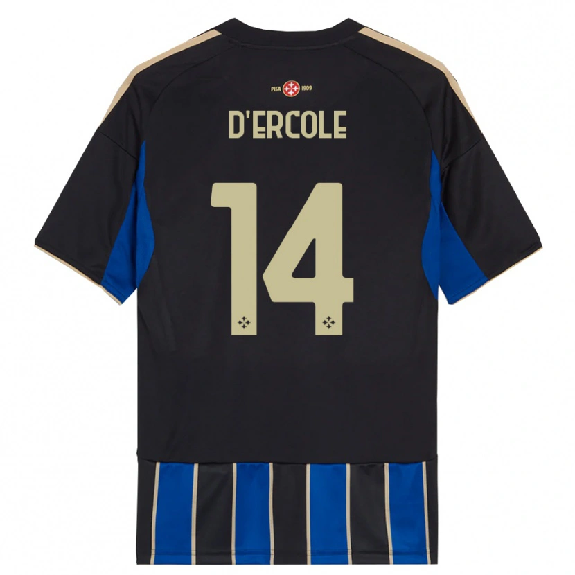 Danxen Niño Camiseta Enrico D'ercole #14 Negro Azul 1ª Equipación 2025/26 La Camisa
