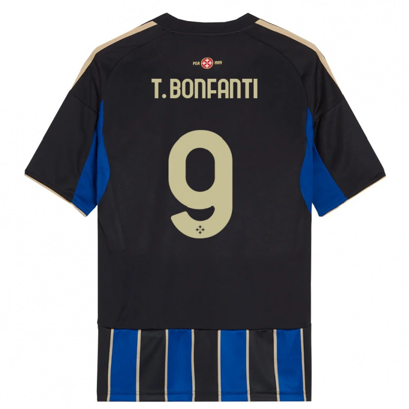 Danxen Niño Camiseta Thomas Bonfanti #9 Negro Azul 1ª Equipación 2025/26 La Camisa