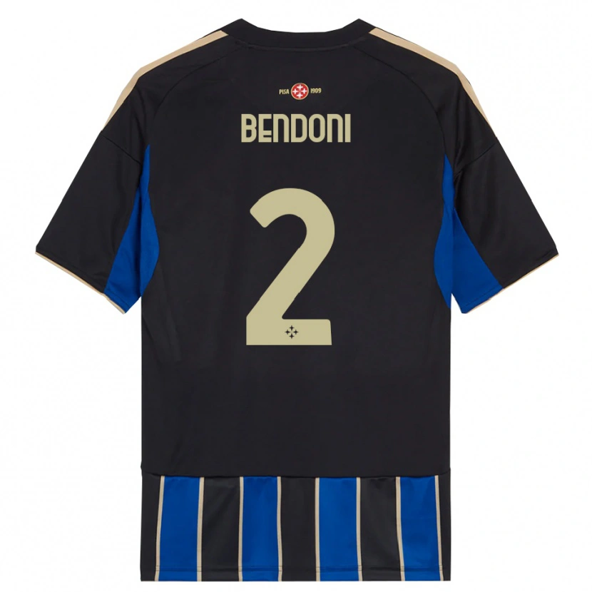 Danxen Niño Camiseta Marco Bendoni #2 Negro Azul 1ª Equipación 2025/26 La Camisa