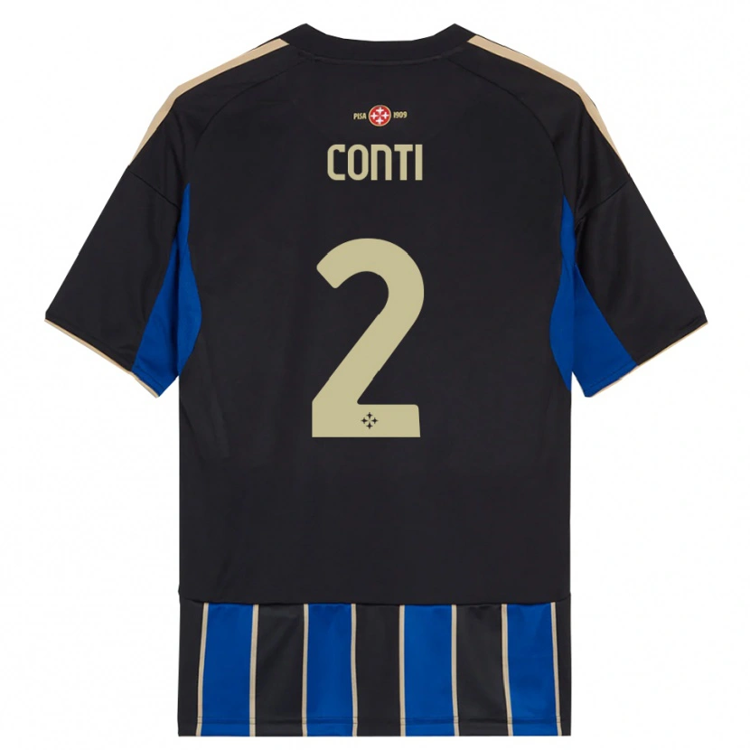 Danxen Niño Camiseta Niccolò Conti #2 Negro Azul 1ª Equipación 2025/26 La Camisa