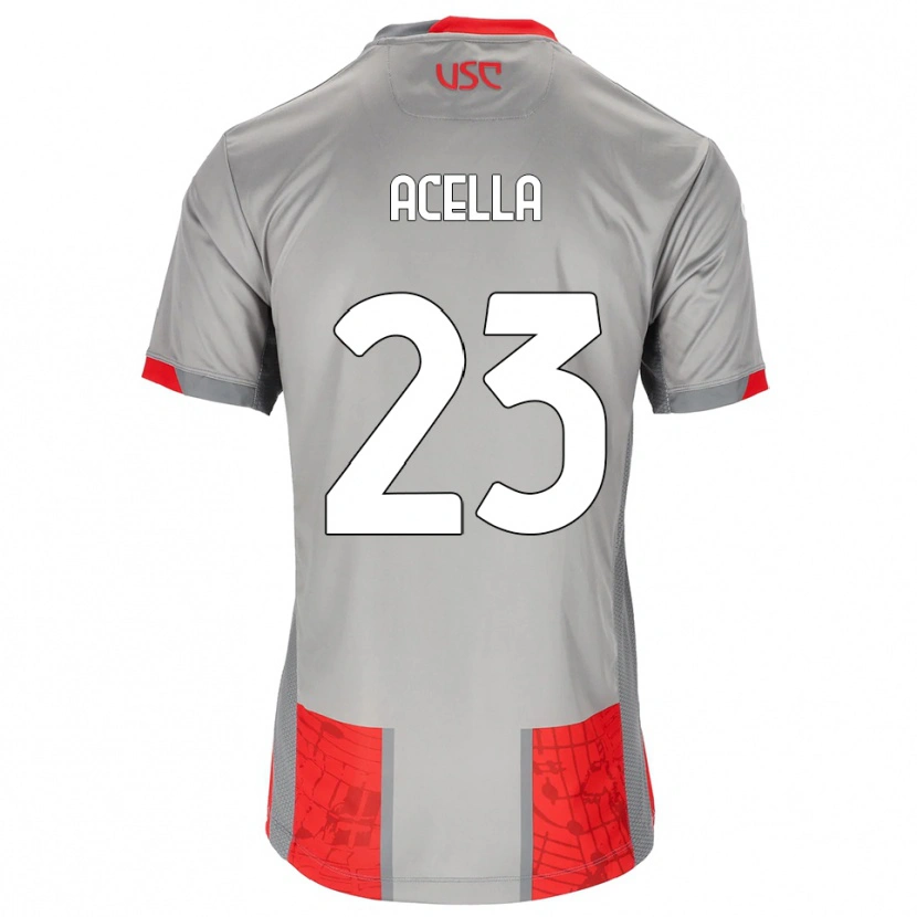 Danxen Niño Camiseta Christian Acella #23 Rojo Gris 1ª Equipación 2025/26 La Camisa