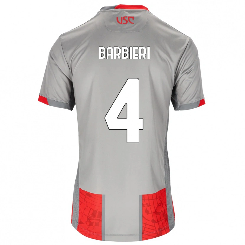 Danxen Niño Camiseta Tommaso Barbieri #4 Rojo Gris 1ª Equipación 2025/26 La Camisa