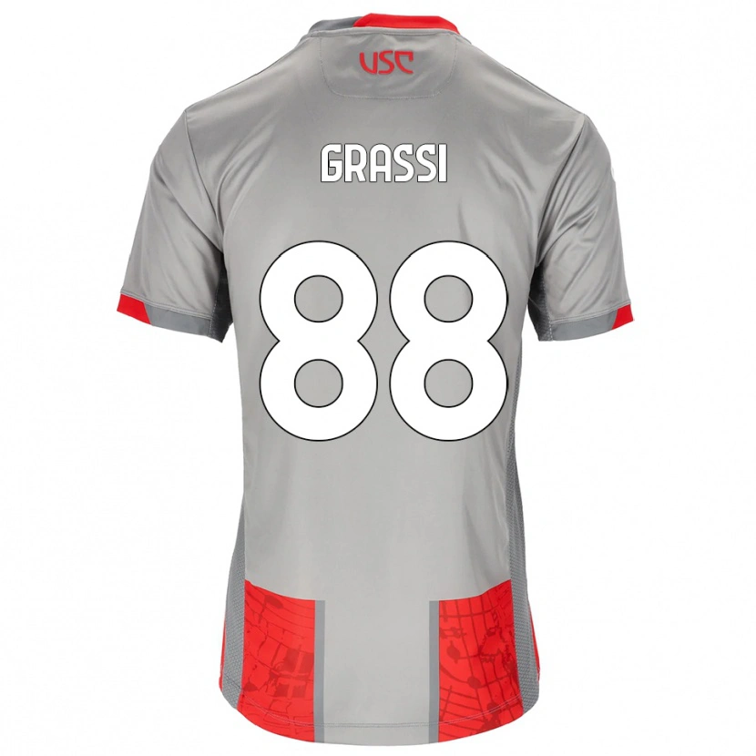 Danxen Niño Camiseta Alberto Grassi #88 Rojo Gris 1ª Equipación 2025/26 La Camisa