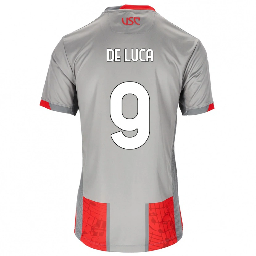 Danxen Niño Camiseta Manuel De Luca #9 Rojo Gris 1ª Equipación 2025/26 La Camisa