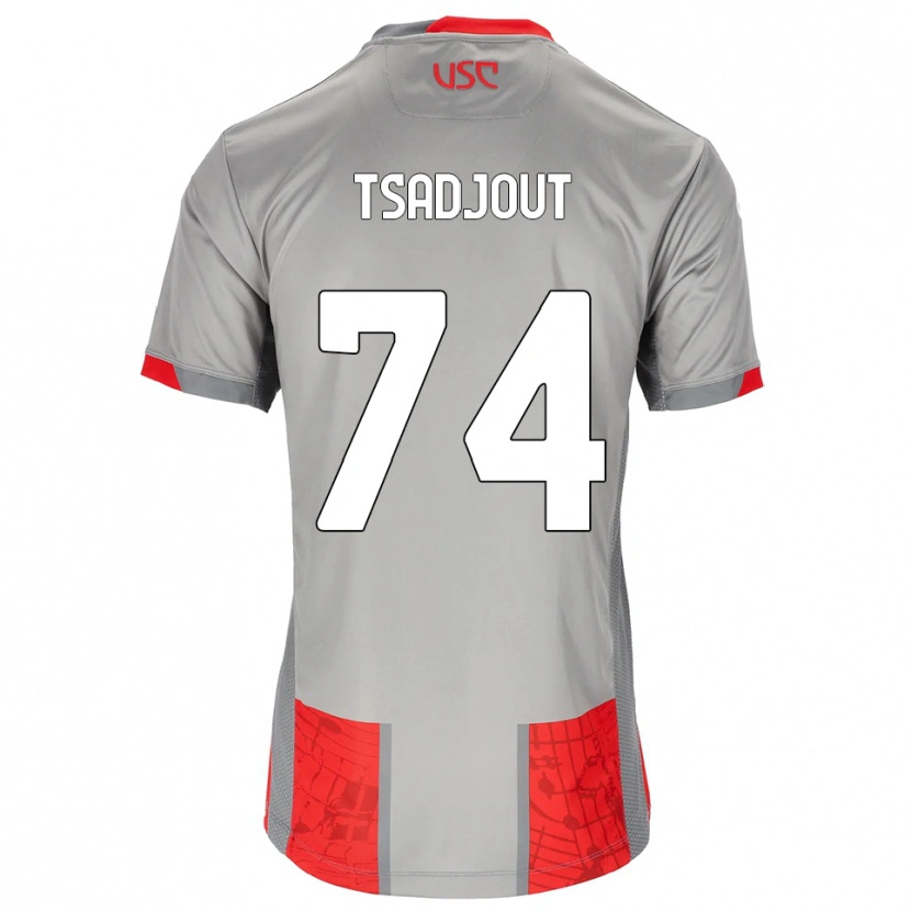 Danxen Niño Camiseta Frank Tsadjout #74 Rojo Gris 1ª Equipación 2025/26 La Camisa