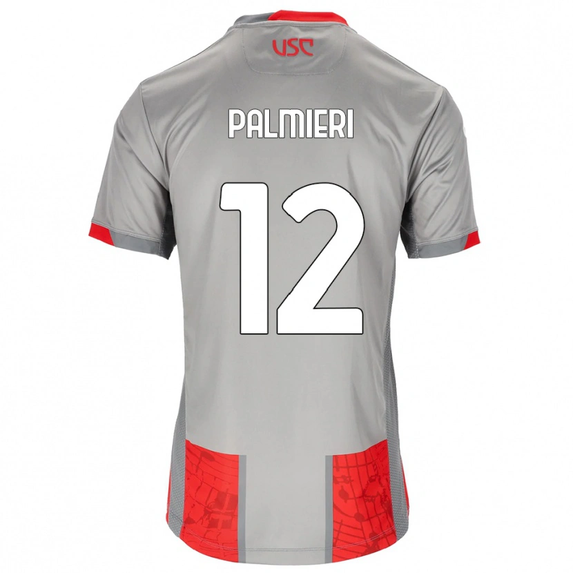Danxen Niño Camiseta Cristian Palmieri #12 Rojo Gris 1ª Equipación 2025/26 La Camisa