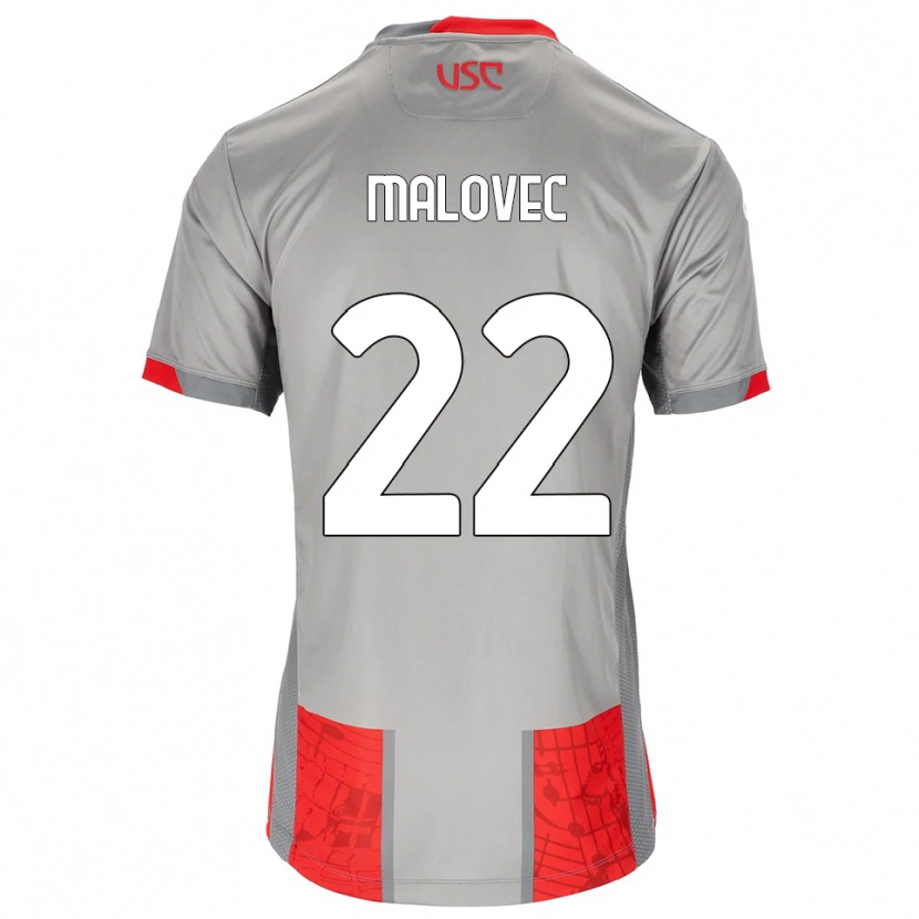 Danxen Niño Camiseta Adrian Malovec #22 Rojo Gris 1ª Equipación 2025/26 La Camisa