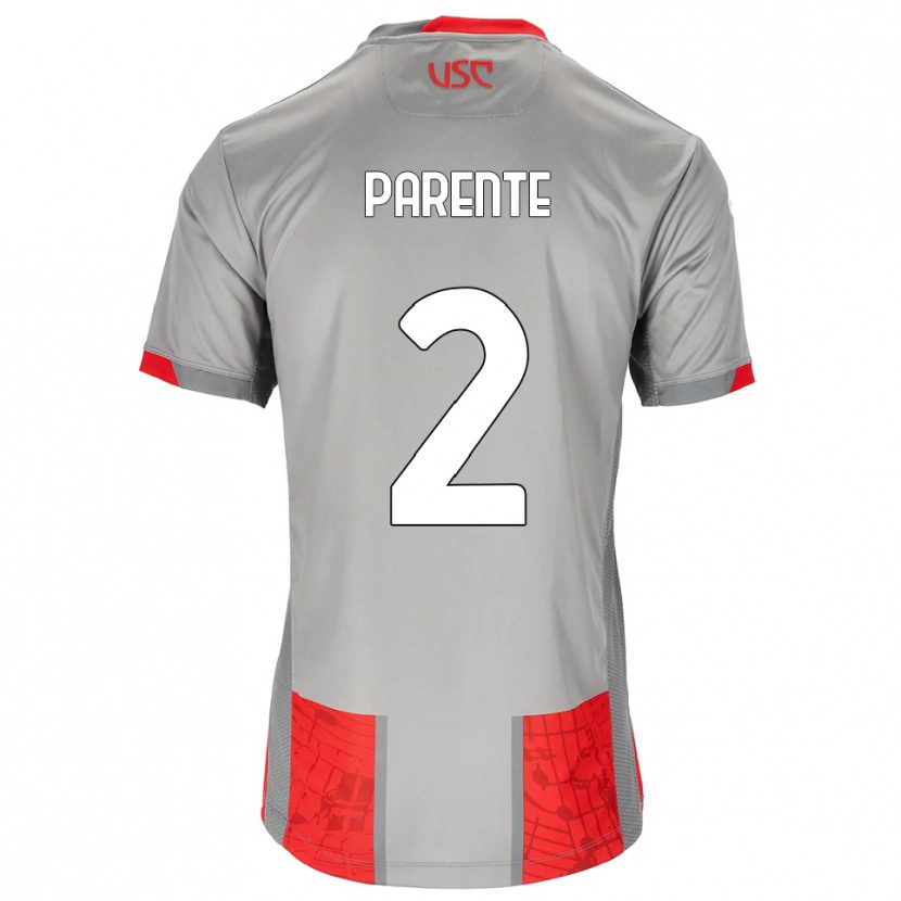 Danxen Niño Camiseta Mattia Parente #2 Rojo Gris 1ª Equipación 2025/26 La Camisa