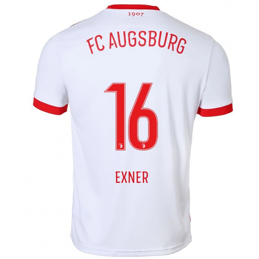 Danxen Niño Camiseta Ben Exner #16 Blanco Rojo 1ª Equipación 2025/26 La Camisa