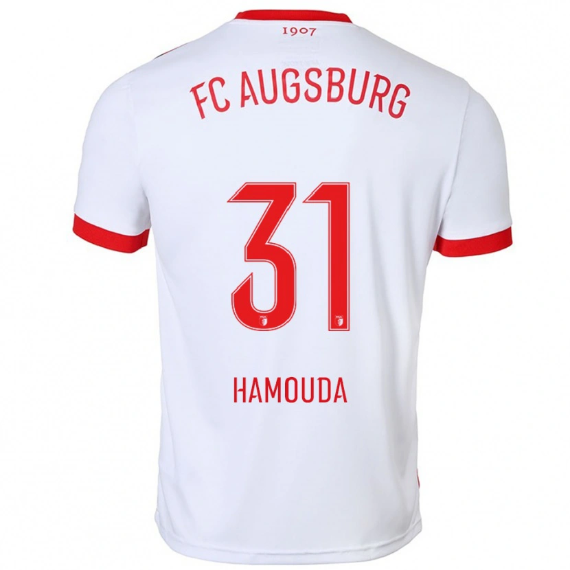 Danxen Niño Camiseta Hania Hamouda #31 Blanco Rojo 1ª Equipación 2025/26 La Camisa
