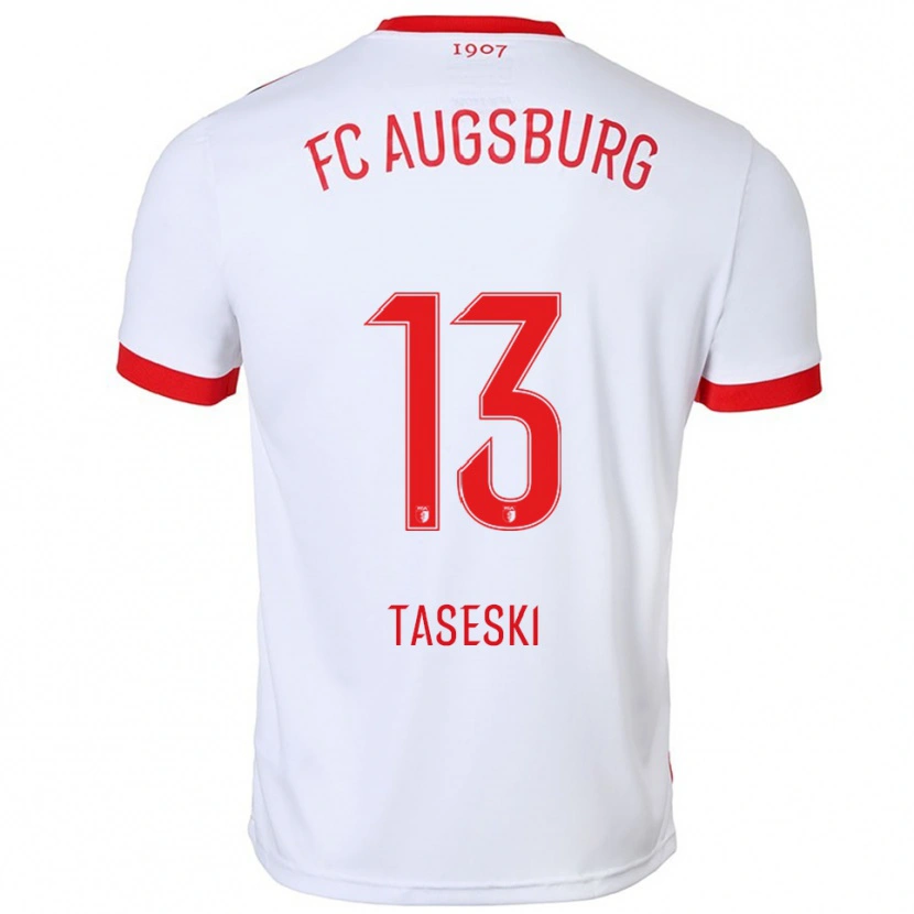 Danxen Niño Camiseta Kristijan Taseski #13 Blanco Rojo 1ª Equipación 2025/26 La Camisa