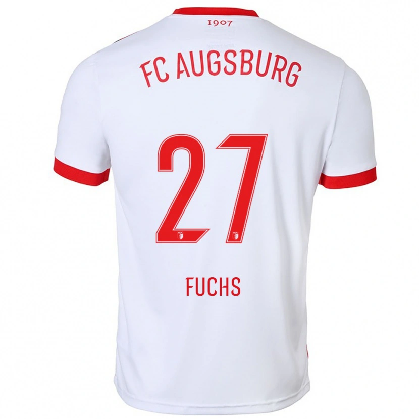 Danxen Niño Camiseta Nina Fuchs #27 Blanco Rojo 1ª Equipación 2025/26 La Camisa