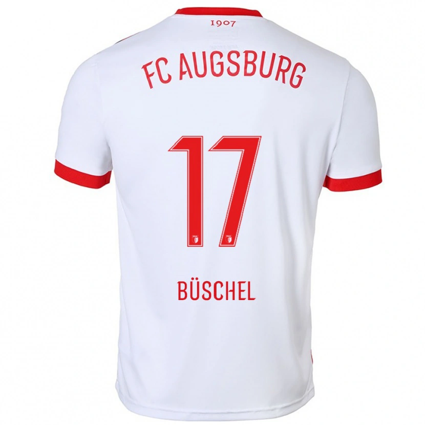 Danxen Niño Camiseta Alisa Büschel #17 Blanco Rojo 1ª Equipación 2025/26 La Camisa