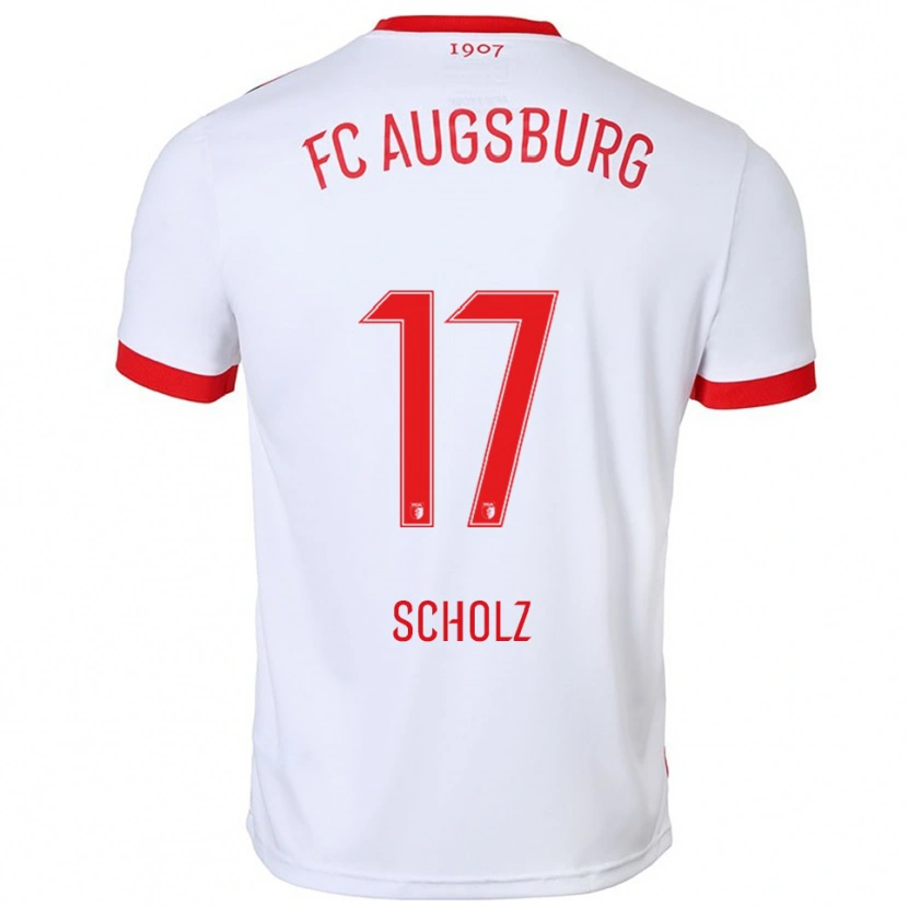 Danxen Niño Camiseta Jerome Scholz #17 Blanco Rojo 1ª Equipación 2025/26 La Camisa