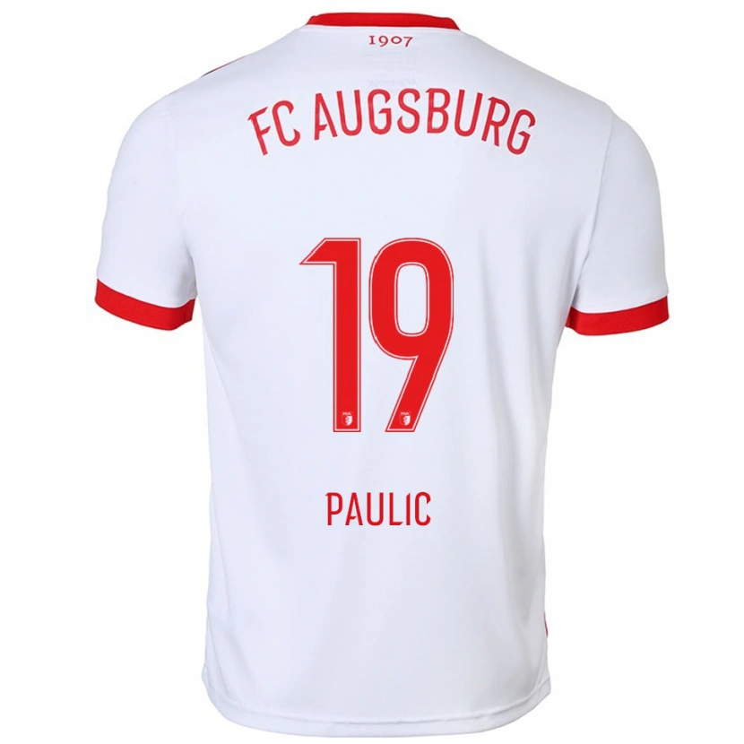 Danxen Niño Camiseta Anthony Paulic #19 Blanco Rojo 1ª Equipación 2025/26 La Camisa