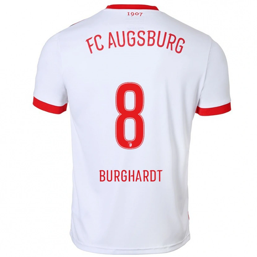 Danxen Niño Camiseta Kilian Burghardt #8 Blanco Rojo 1ª Equipación 2025/26 La Camisa