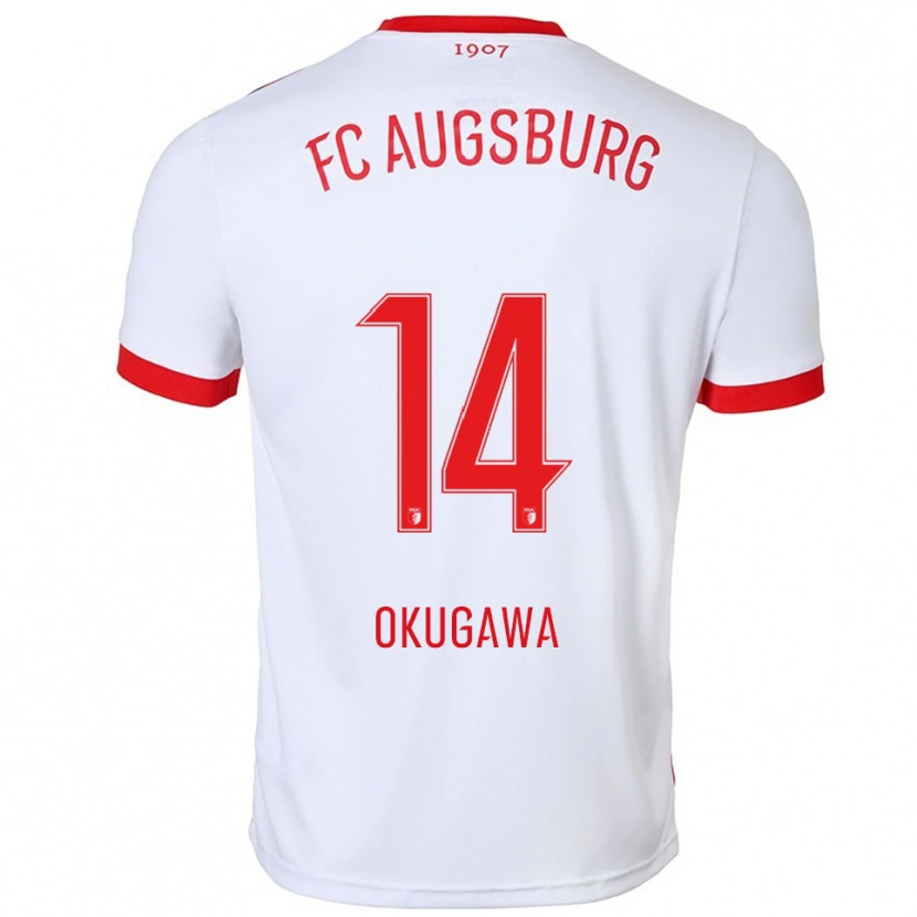 Danxen Niño Camiseta Masaya Okugawa #14 Blanco Rojo 1ª Equipación 2025/26 La Camisa