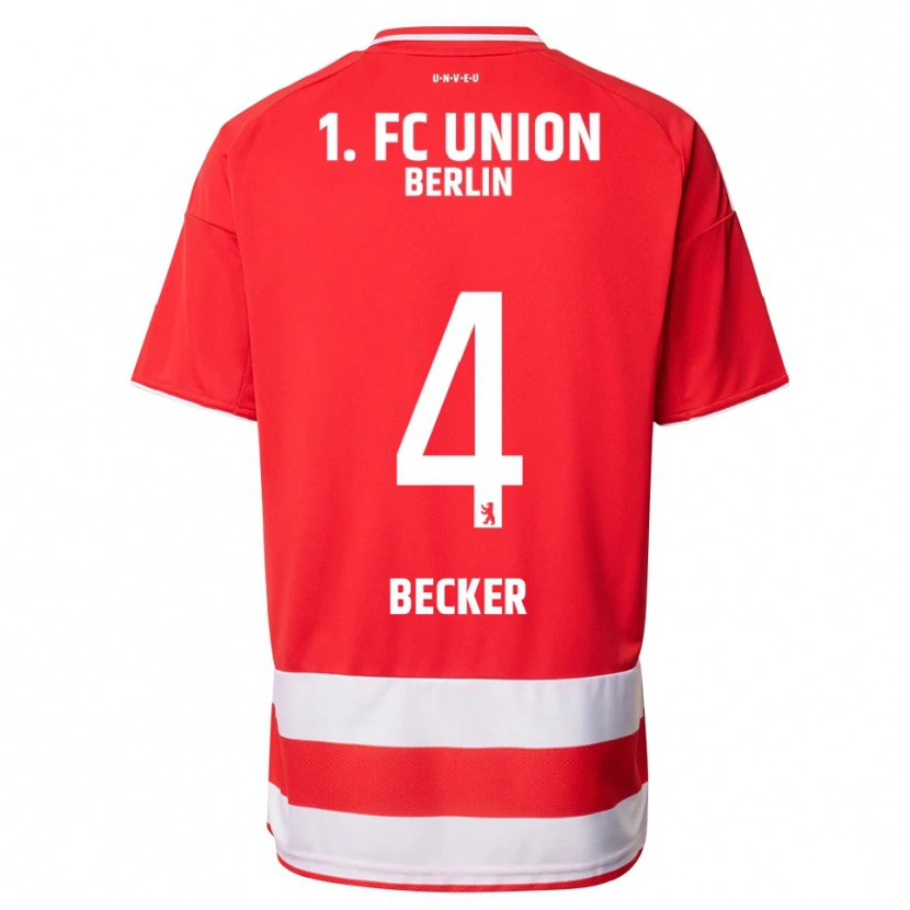 Danxen Niño Camiseta Marie Becker #4 Rojo Blanco 1ª Equipación 2025/26 La Camisa