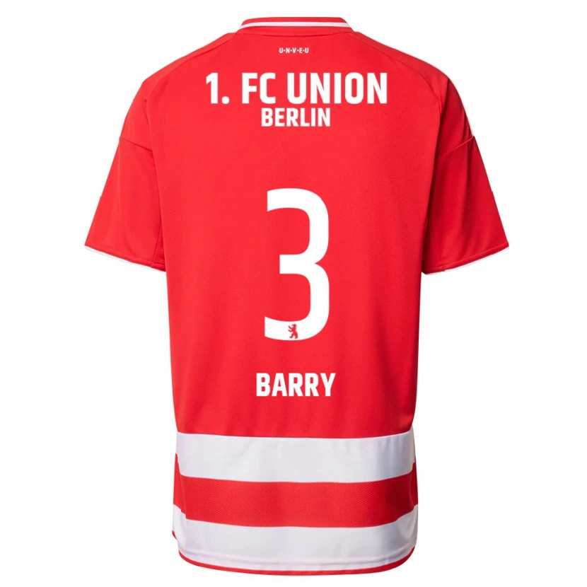 Danxen Niño Camiseta Sadou Barry #3 Rojo Blanco 1ª Equipación 2025/26 La Camisa